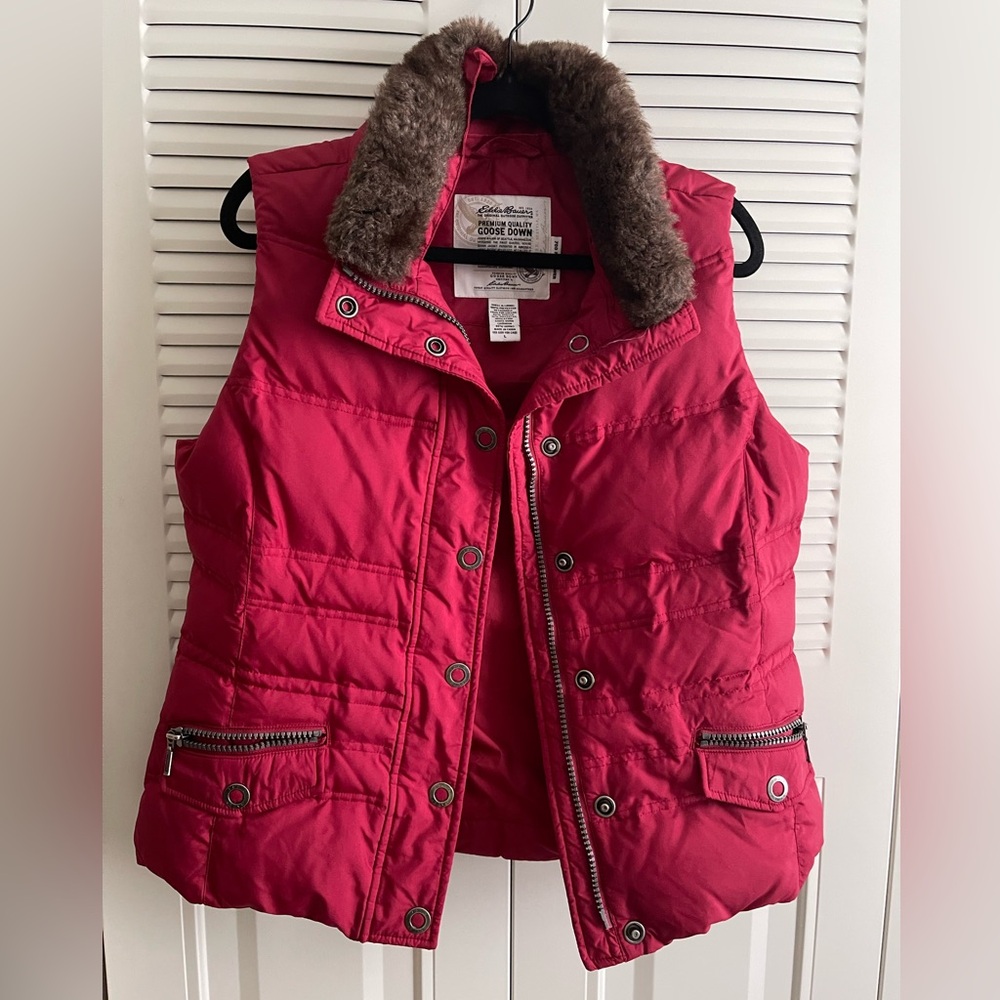 Eddie Bauer Crimson Vest with Faux Fur Trim